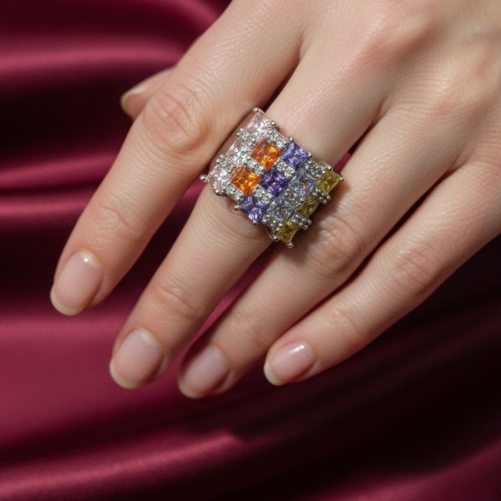 Elegant Multi-Color Gemstone Ring
